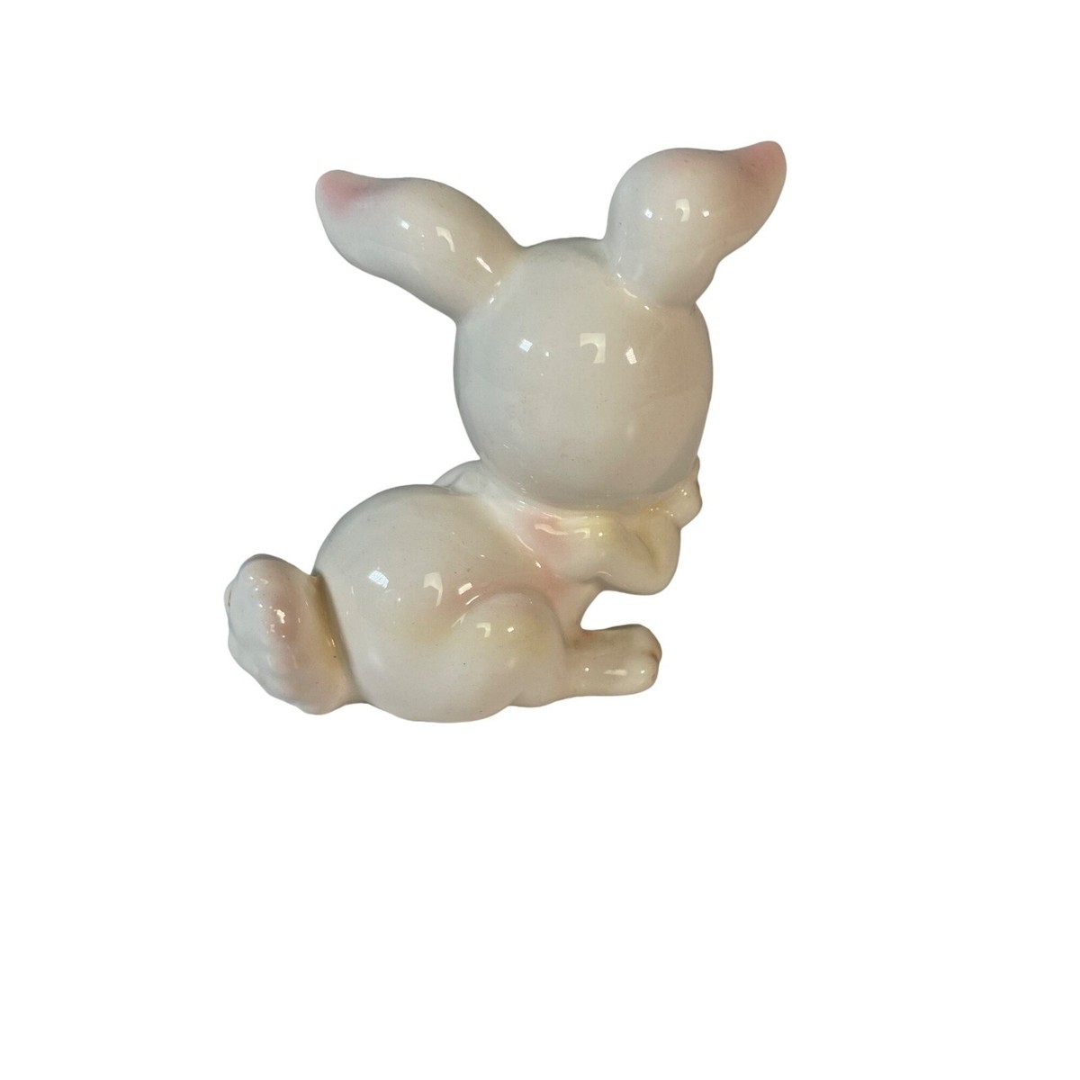Vintage Ceramic BUNNY RABBIT Quan Quan QQ Marked White Pink