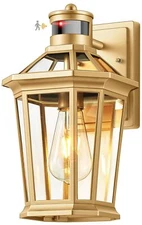 Gold Outdoor Wall Lights With Motion Sensor Dusk To Dawn Outside Porch Lights La