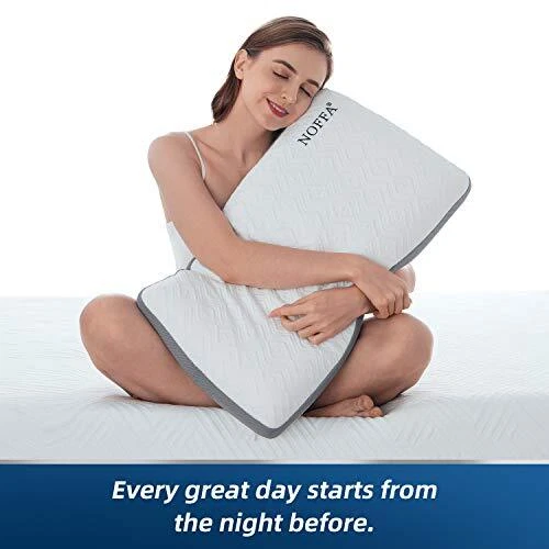 NOFFA Flat Soft Memory Foam Pillows for Neck Support Ortopedic