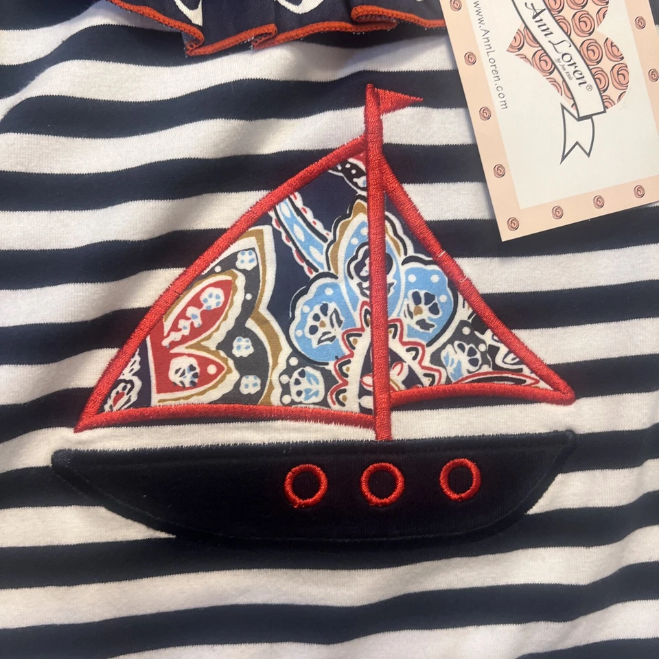 Ann Loren Little Girl's Sleeveless Nautical/Sailor Top & Capri Set-Size-6 - Image 4 of 4