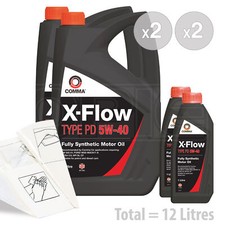 Car Engine Oil Service Kit / Pack 12 LITRES Comma X-Flow Type PD 5w-40 12L 7.17 per litre