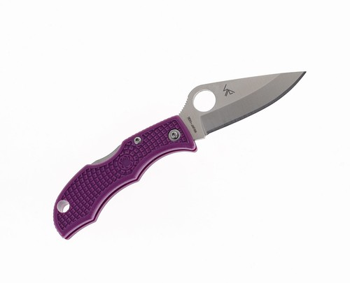Cuchillo plegable 3 Spyderco Ladybug púrpura FRN borde liso LPRP3 - Imagen 2 de 2