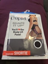 CUPID SHAPE IT UP FIRM CONTROL WAISTLINE SHORTIE W/BOOTY LIFT BLACK NIP SIZE S