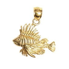 New 14k Gold Lionfish Pendant