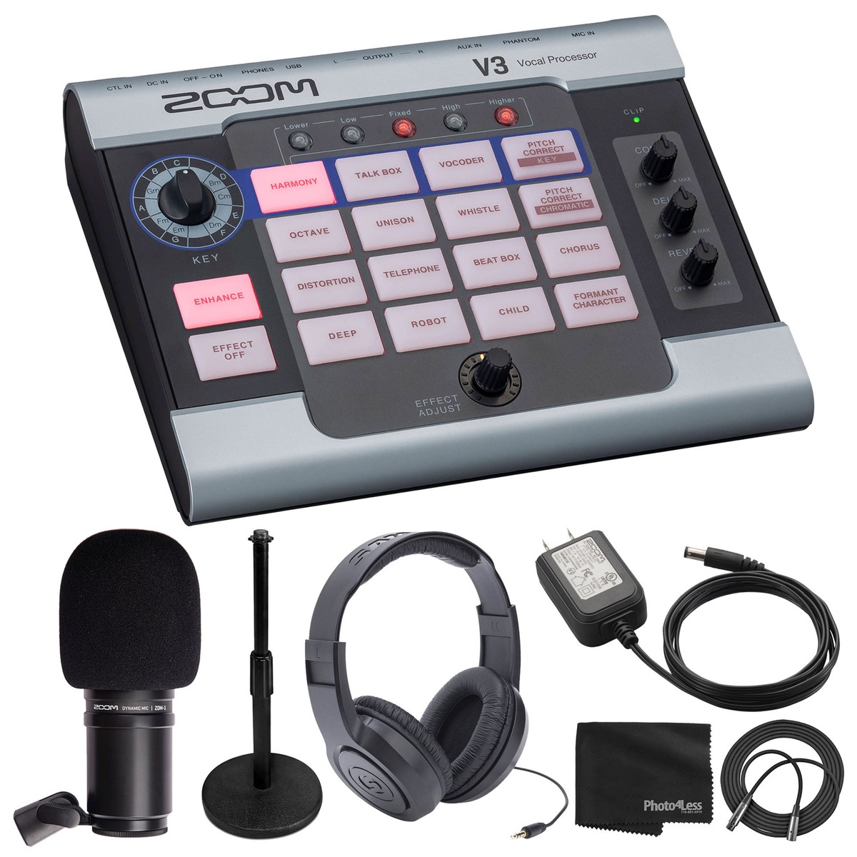 Zoom V3 Vocal Effects Processor + Zoom ZDM-1 Dynamic Mic +