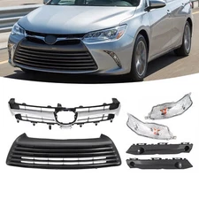 Front Grille Fog Light & Bumper Bracket Set 6pcs For 2015-2017 Toyota Camry LE