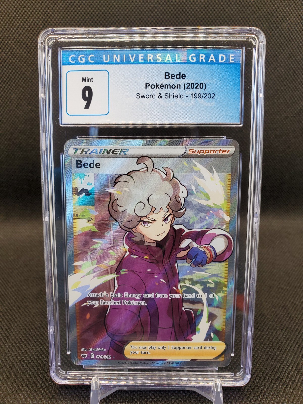 2020 Pokémon Sword & Shield BEDE 199/202 Full Art Trainer CGC 9 MINT