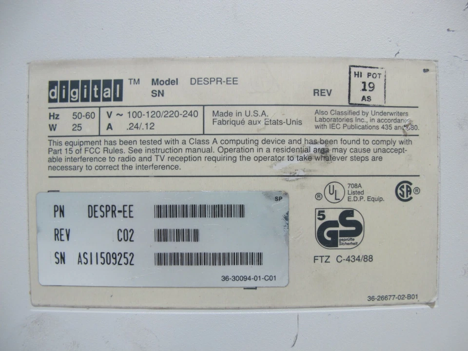 Repetidor digital ThinWire Ethernet de un solo puerto-150 DESPR-EE Rev C02 DEC Despree C Foto 2 de 4