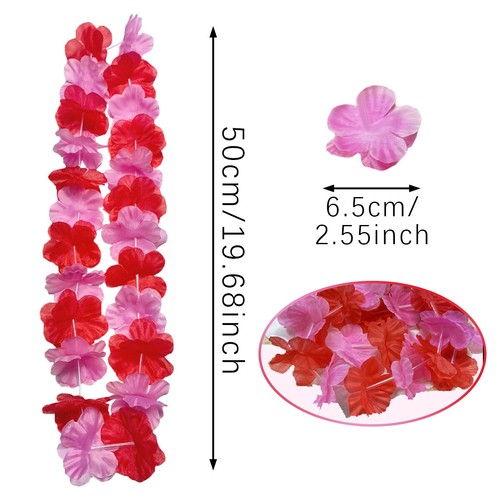 20Pack Hawaiian Flower Necklace Pink Hawaiian Leis Summer Beach Vacations Leis - Picture 2 of 6
