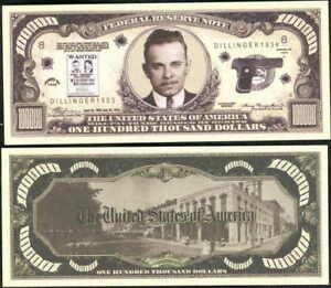 John Dillinger Wanted 100 000 Dollar Lot Of 10 Bills Ebay