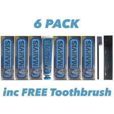 Marvis Aquatic Mint Toothpaste 85ml x 6 Pack + FREE Marvis Toothbrush