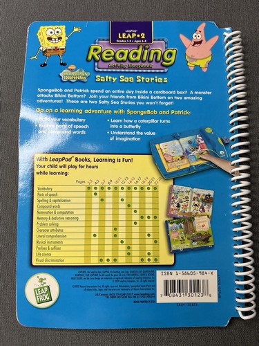 LeapFrog Leap 2 Reading Sponge Bob Salty Sea Stories Book & Cartridge - Picture 2 of 2