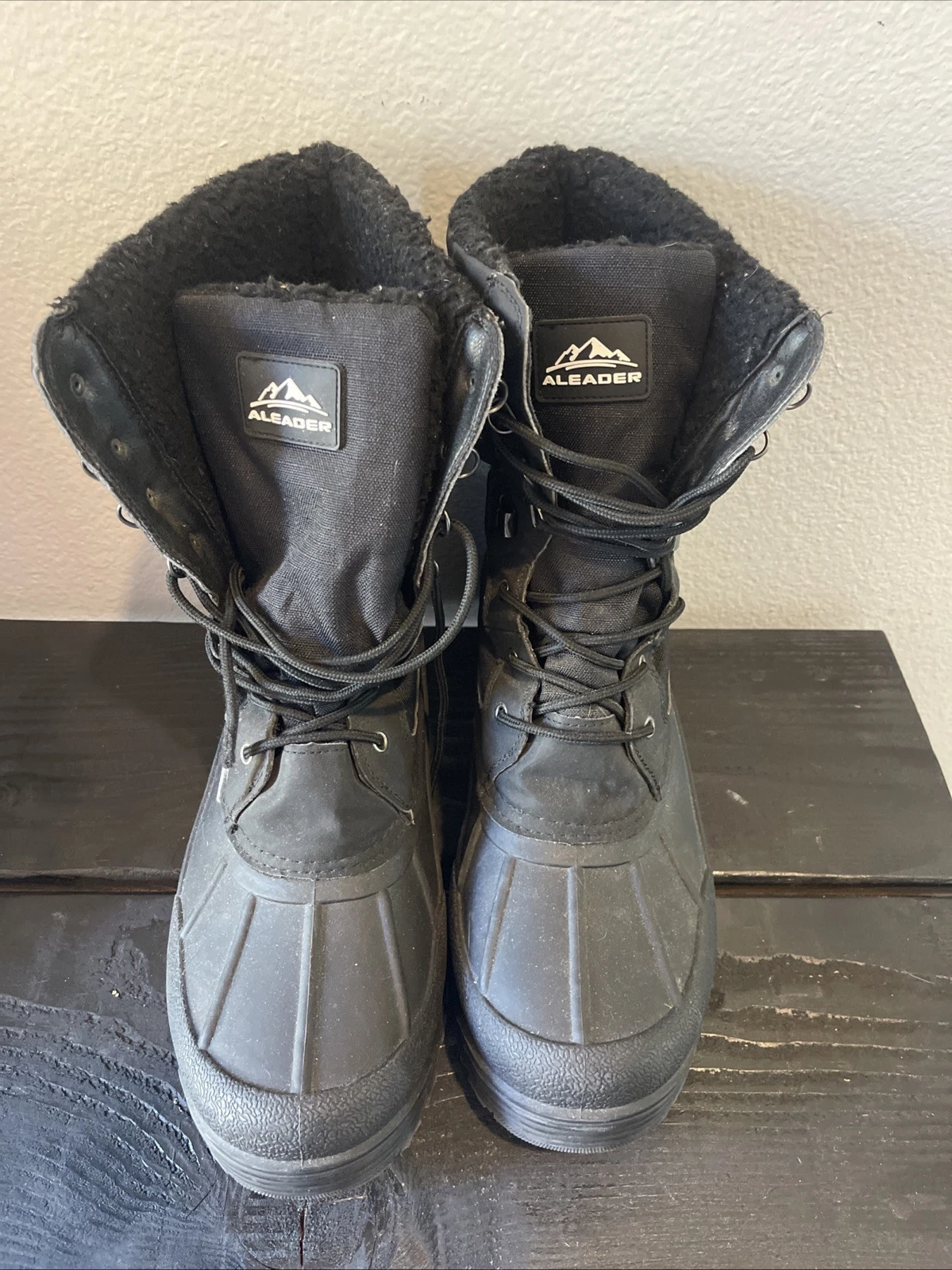 Aleader Men’s Size 13 Black Thinsulated Water Resistant Winter Snow Boots Hiking
