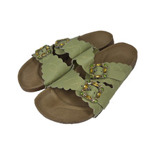 Betula Sandals Womens 6.5M Green Leather Lagenlook Cottagecore Beach Sandal Shoe