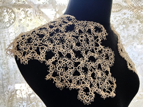 Antique Hand Tatted LACE COLLAR 6" Wide Edwardian UNUSED