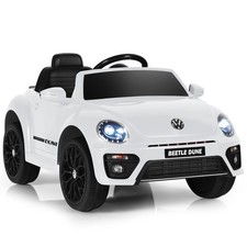 12V Kids Ride On Car Licensed Volkswagen Beetle w/ Music  Remote Control White