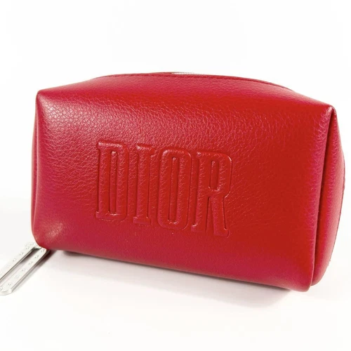 Trousse de maquillage Dior en cuir avec logo rangement cosmétique authentique