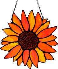 Sun Flower Suncatcher Stained Glass Window Hangings, Sunflower Decor Wall