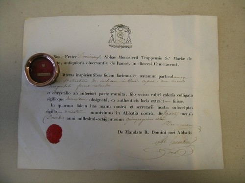 Relquary relic Saint Beatrice of Rome + document 1858