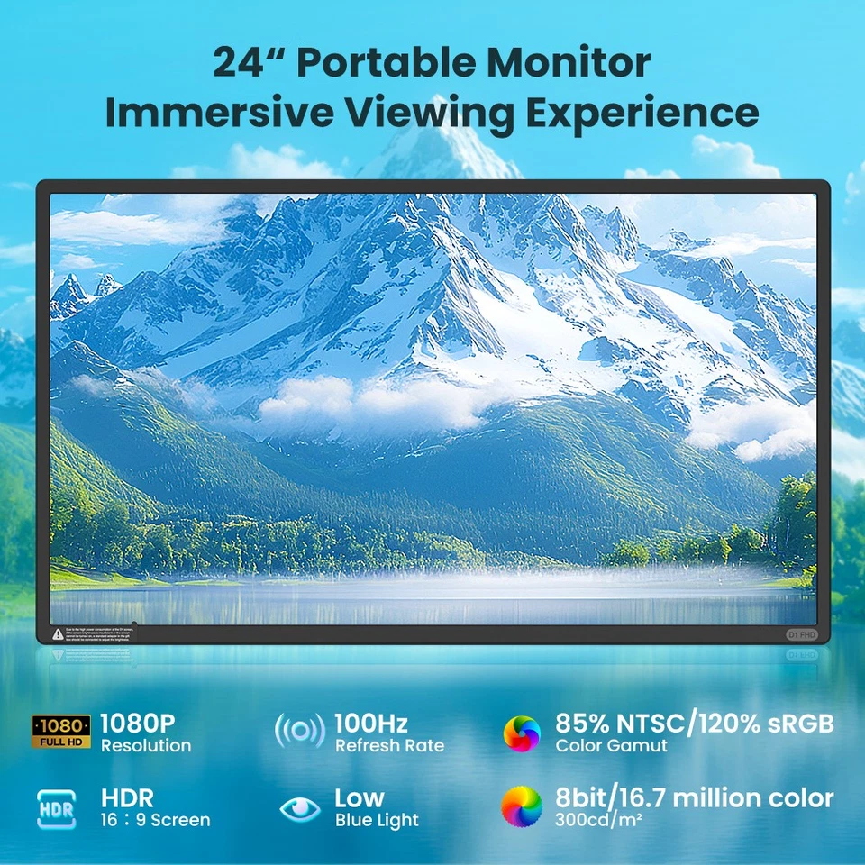 Hyangin D1 24" Portable Dual Monitor Second Screen Extender HDMI for Laptop Work - Image 3 of 4