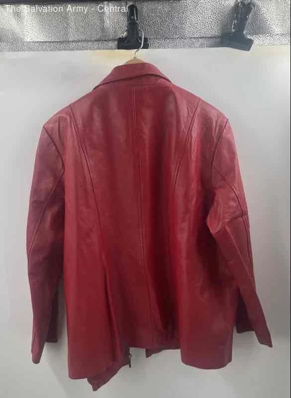 Dialogue Womens Red Leather Long Sleeve Collared Full-Zip Jacket Size 2X - Image 2 of 4