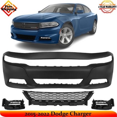 Front Bumper Cover Paintable & Lower Grille Kit For 2015-2022 Dodge Charger