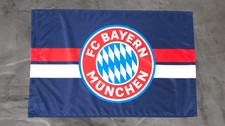 Fahne Flagge FC Bayern München Logo Navy Blau mit Hohlsaumen - 40 x 60 cm