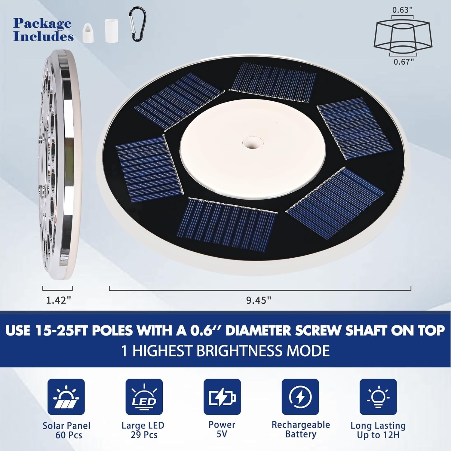 Flag Pole Light Solar Powered, 1600 Lumen 29 LED Extra Bright Silver Flagpole Li