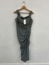 Fabulous Virgos Lounge Cornelia Evening party Dress UK12 Grey Gold LM530