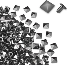 100Sets 10mm Square Pyramid Rivet, Cap Rivet Black 