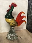 Vintage Murano Art Glass Rooster Figurine Large ~11” Tall