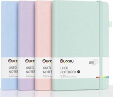 Lined Journal Notebook, 4 Pack, 180 Pages, A5 Journals for Writing, 100 GSM T...