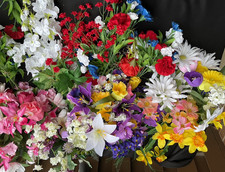 Artificial Flowers Silk Mixed Assorted Colors Lot 15-18 Single Stems Real Touch