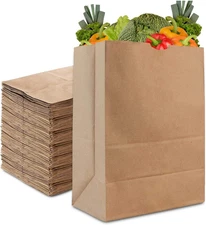 57 Lb Kraft Paper Bag (50 Count) Heavy Duty, Large Brown Paper Grocery Bags for