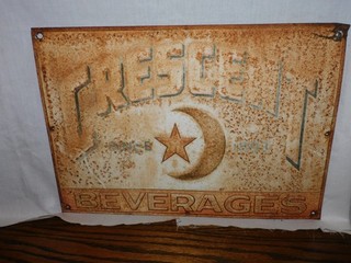 Vintage Crescent Beverages EMBOSSED SIGN ( 19 1/2" WIDE BY 13 1/2" TALL )