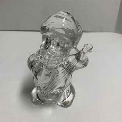 Crystal Clear Glass Frosty s Choir Lead Playing Mandolin Snowman Figure 5.5 