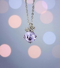 Lavender Butterfly Swarovski Elements Crystal Necklace 18K Gold Plated 16-18"