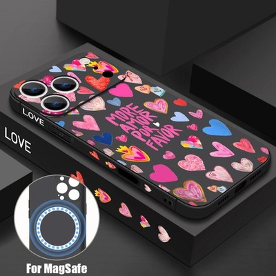 Magsafe-Hülle für iPhone 17 16 Pro Max 15 14 13 12 11 Bunte Silikon Herz Cover