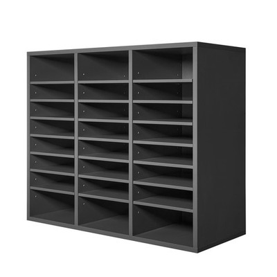 Literatur-Organizer Briefablage 24 Fächer Einstellbare Regale Grau Holz