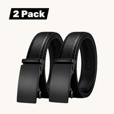 Men's Genuine Leather Belt Automatic Ratchet Buckle Business Casual Belt