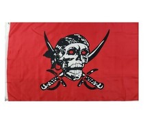 Crimson Pirate Flag 3x5ft Pirate Boat Flag Jolly Roger Flag Skull and Swords