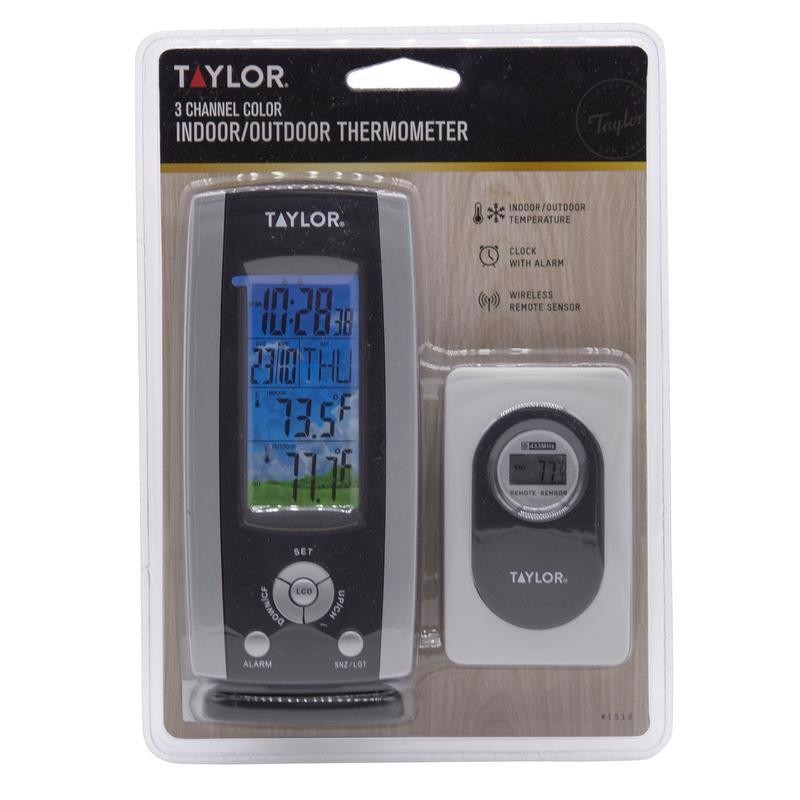 Taylor 1512 Indoor/Outdoor Black/Silver Wireless Weather Station 5.86 H in.
