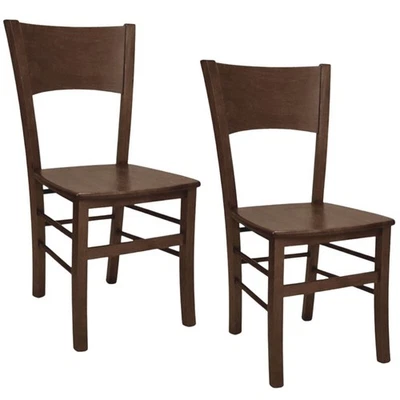 Chaises Salle à Manger Lucy Set De 2 IN Bois Noyer Sombre Avec Siège En Solide - Photo 1/4