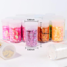 Holographic Chunky Glitter, Chunky and Fine Mix Sequins, Set of 40 Colors Fes...