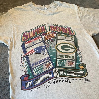 Vintage 90s Super Bowl XXXI T Shirt NFL Patriots Packers 1997 Pro Player XL 90s
