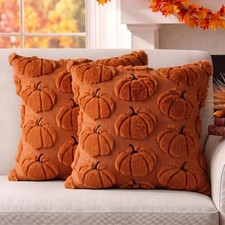 DANGEAB Fall Decor Pumpkin Throw Pillow Covers 18" x Pack of 2 , Caramel