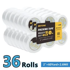 36 Rolls Shipping Packaging Box Packing Sealing Tape 2.6 mil 2" x 60 Yard 180FT