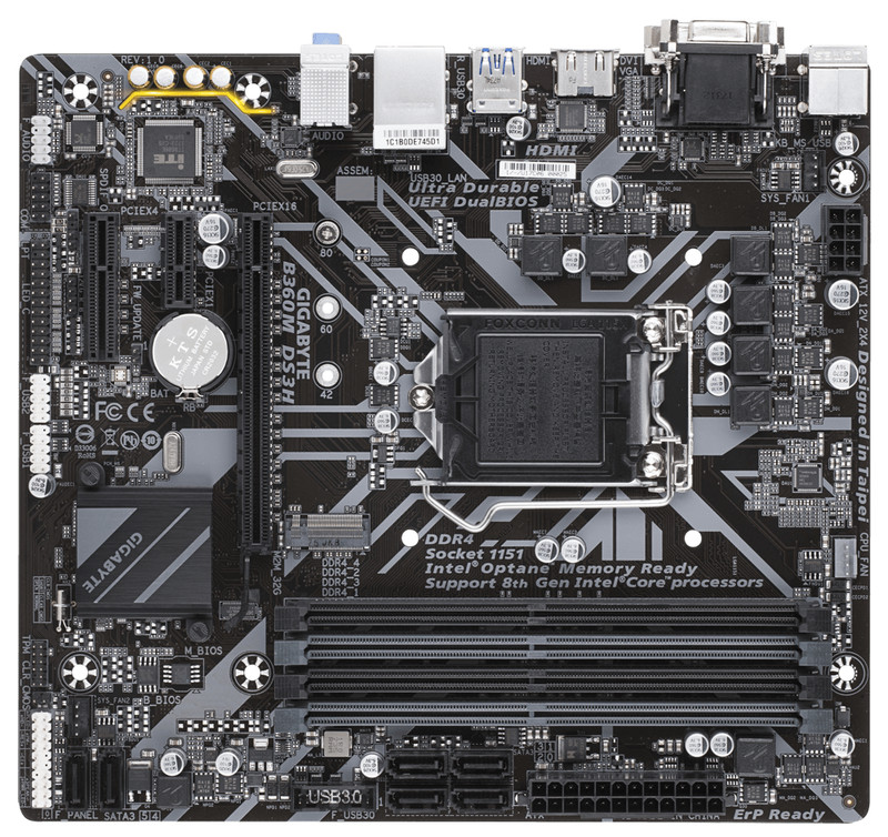 Gigabyte GA-B360M-DS3H Motherboard 1151 Supports 9th Gen USB 3.1 DDR4  PCIe Gen3