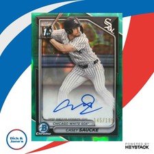 2024 Bowman Draft Casey Saucke Chrome Auto Aqua Lava /199 1st Prospect White Sox
