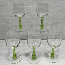 Green Stem Wine Glasses Set of